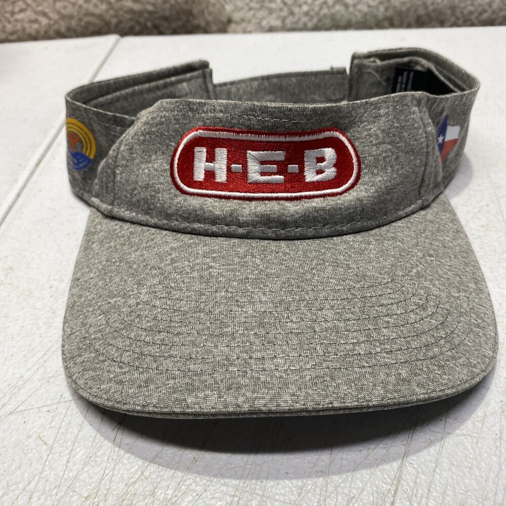 H-E-B Grocery Store Sun Visor Gray Adjustable Texas Embroidered Logo